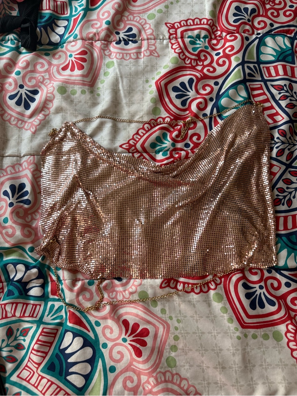 SHEIN Rose Gold Sequin Chainmail Cami